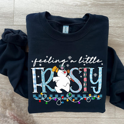 Feeling A Little Frosty T-Shirt Sweatshirt Hoodie – Cute Christmas Snowman Winter Holiday Funny Festive Graphic Apparel