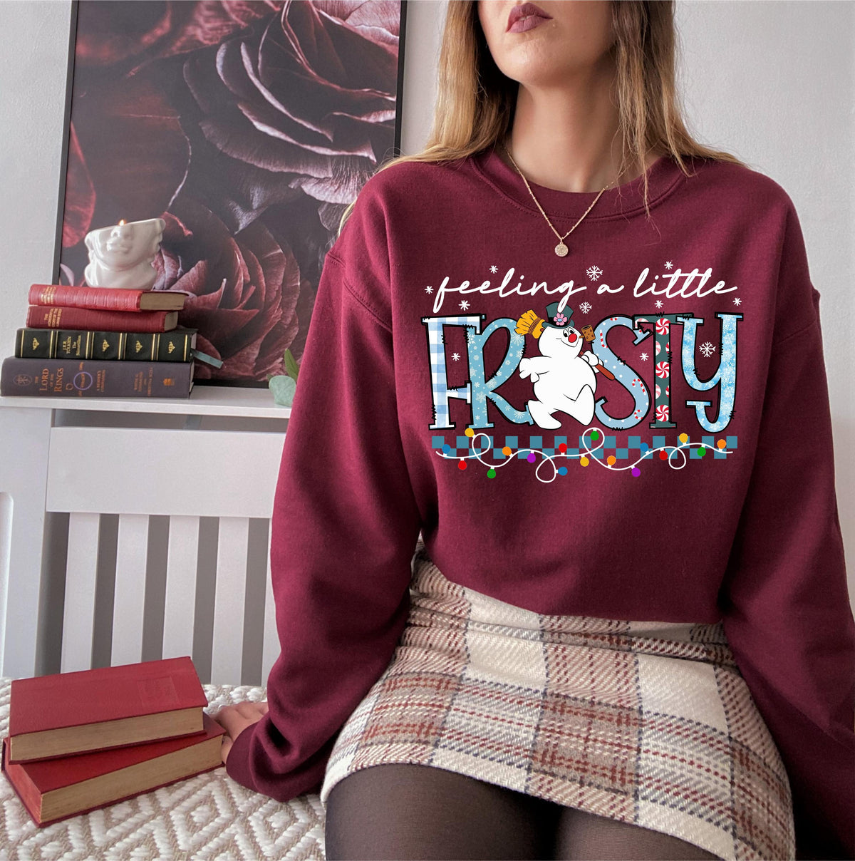 Feeling A Little Frosty T-Shirt Sweatshirt Hoodie – Cute Christmas Snowman Winter Holiday Funny Festive Graphic Apparel