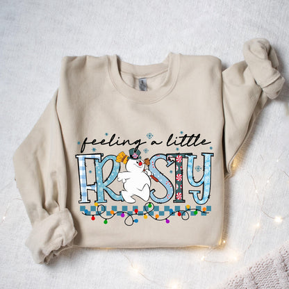 Feeling A Little Frosty T-Shirt Sweatshirt Hoodie – Cute Christmas Snowman Winter Holiday Funny Festive Graphic Apparel