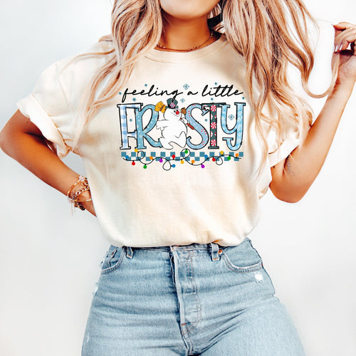 Feeling A Little Frosty T-Shirt Sweatshirt Hoodie – Cute Christmas Snowman Winter Holiday Funny Festive Graphic Apparel