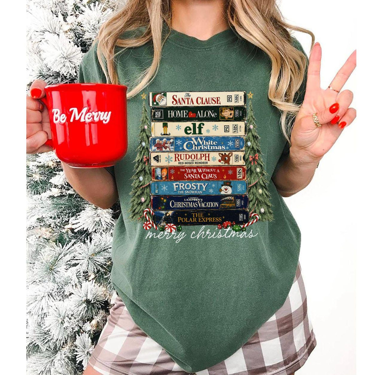 Retro Christmas Movies VHS T-Shirt Sweatshirt Hoodie – Vintage Holiday Movie Collection Nostalgic Christmas Lover Graphic Apparel