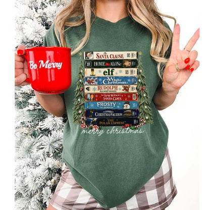 Retro Christmas Movies VHS T-Shirt Sweatshirt Hoodie – Vintage Holiday Movie Collection Nostalgic Christmas Lover Graphic Apparel