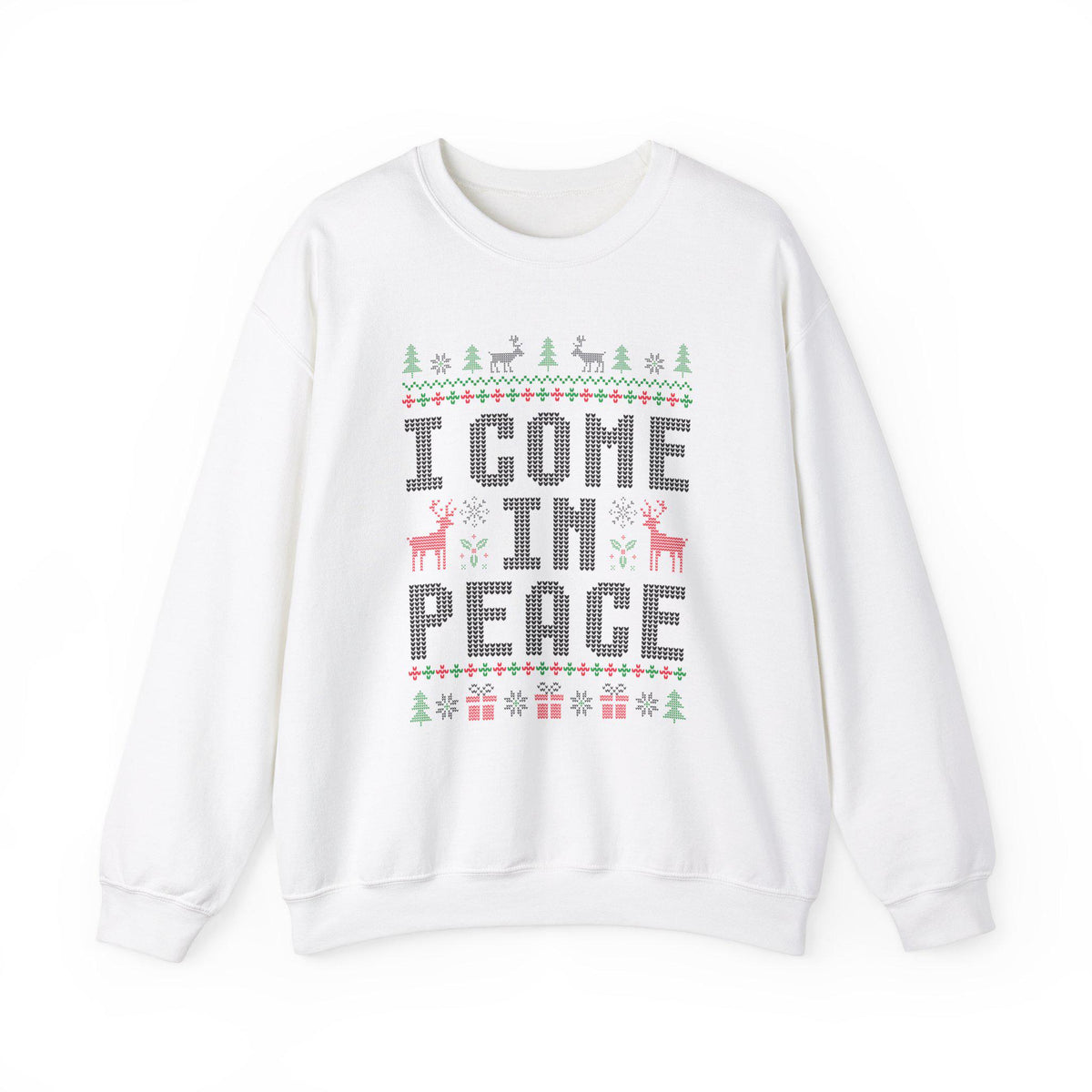 I Come In Peace T-Shirt Sweatshirt Hoodie – Funny Ugly Christmas Sweater Reindeer Holiday Humor Graphic Apparel