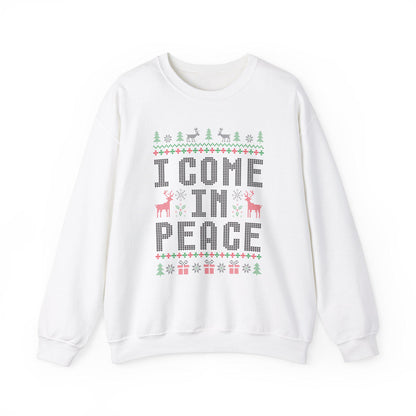 I Come In Peace T-Shirt Sweatshirt Hoodie – Funny Ugly Christmas Sweater Reindeer Holiday Humor Graphic Apparel