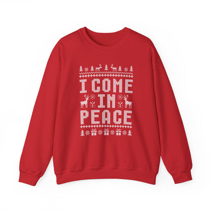 I Come In Peace T-Shirt Sweatshirt Hoodie – Funny Ugly Christmas Sweater Reindeer Holiday Humor Graphic Apparel