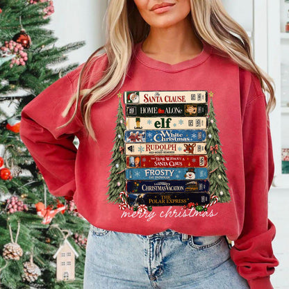 Retro Christmas Movies VHS T-Shirt Sweatshirt Hoodie – Vintage Holiday Movie Collection Nostalgic Christmas Lover Graphic Apparel