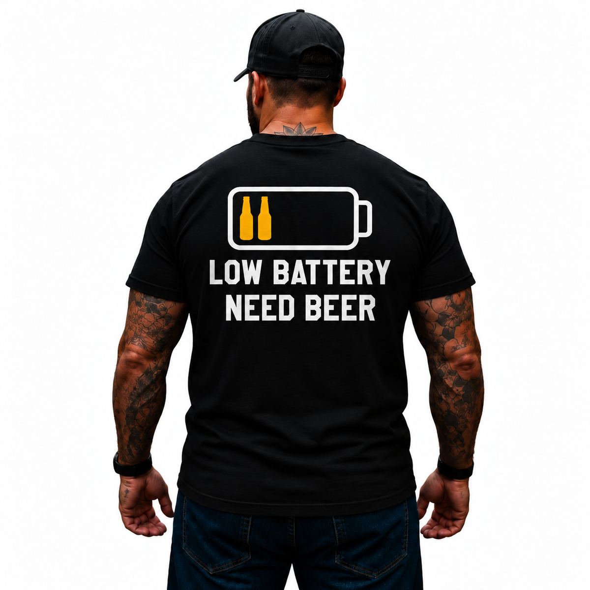 Low Battery Need Beer Shirt Funny Beer Lover Drinking Graphic Tee Alcohol Humor Gift for Men