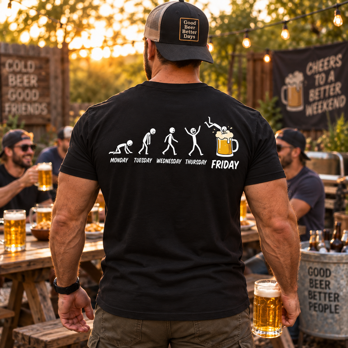 Monday Tuesday Wednesday Thursday Friday Shirt Funny Beer Lover Drinking Graphic Tee Weekend Humor Gift for Men