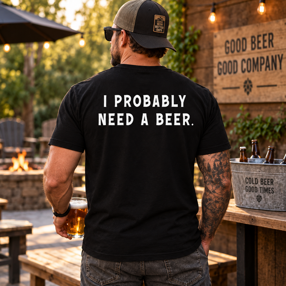 I Probably Need A Beer Shirt Funny Beer Drinking Graphic Tee for Men Beer Lover Gift
