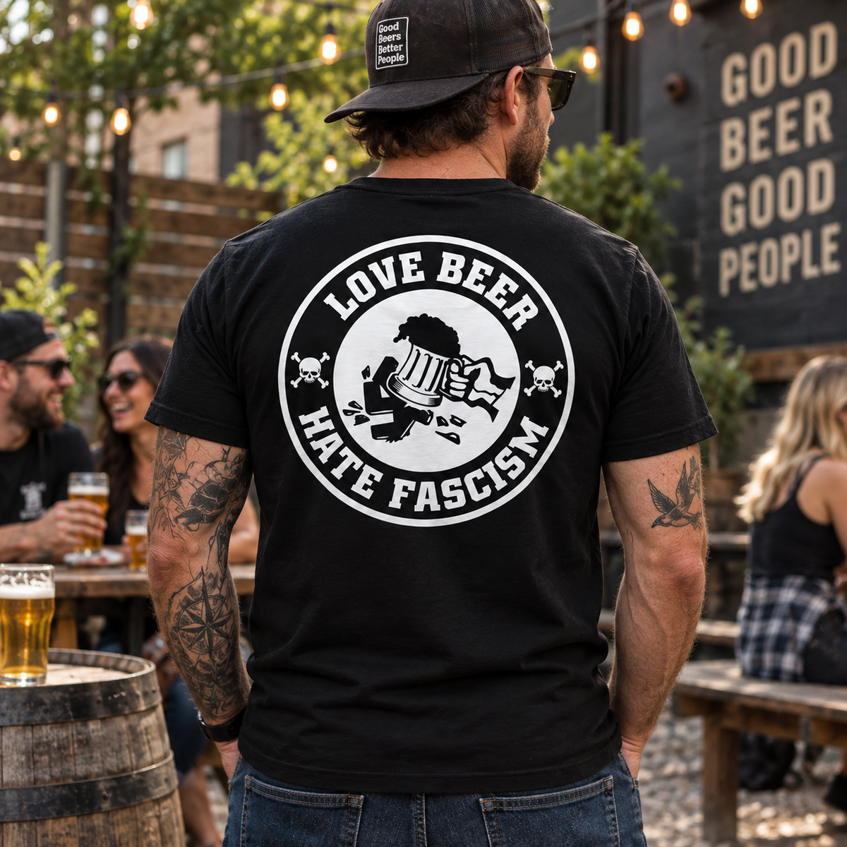 Love Beer Hate Fascism Shirt Funny Beer Lover Graphic Tee for Men Drinking Humor Gift