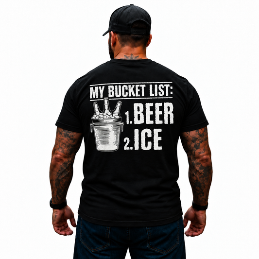 My Bucket List Beer And Ice Shirt Funny Beer Lover Drinking Graphic Tee Alcohol Humor Gift for Men