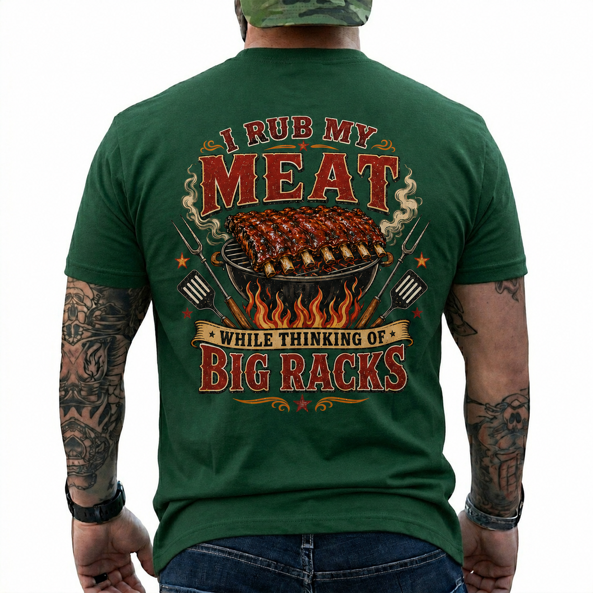 I Rub My Meat While Thinking Of Big Racks Shirt Funny BBQ Graphic Tee Gift For Men