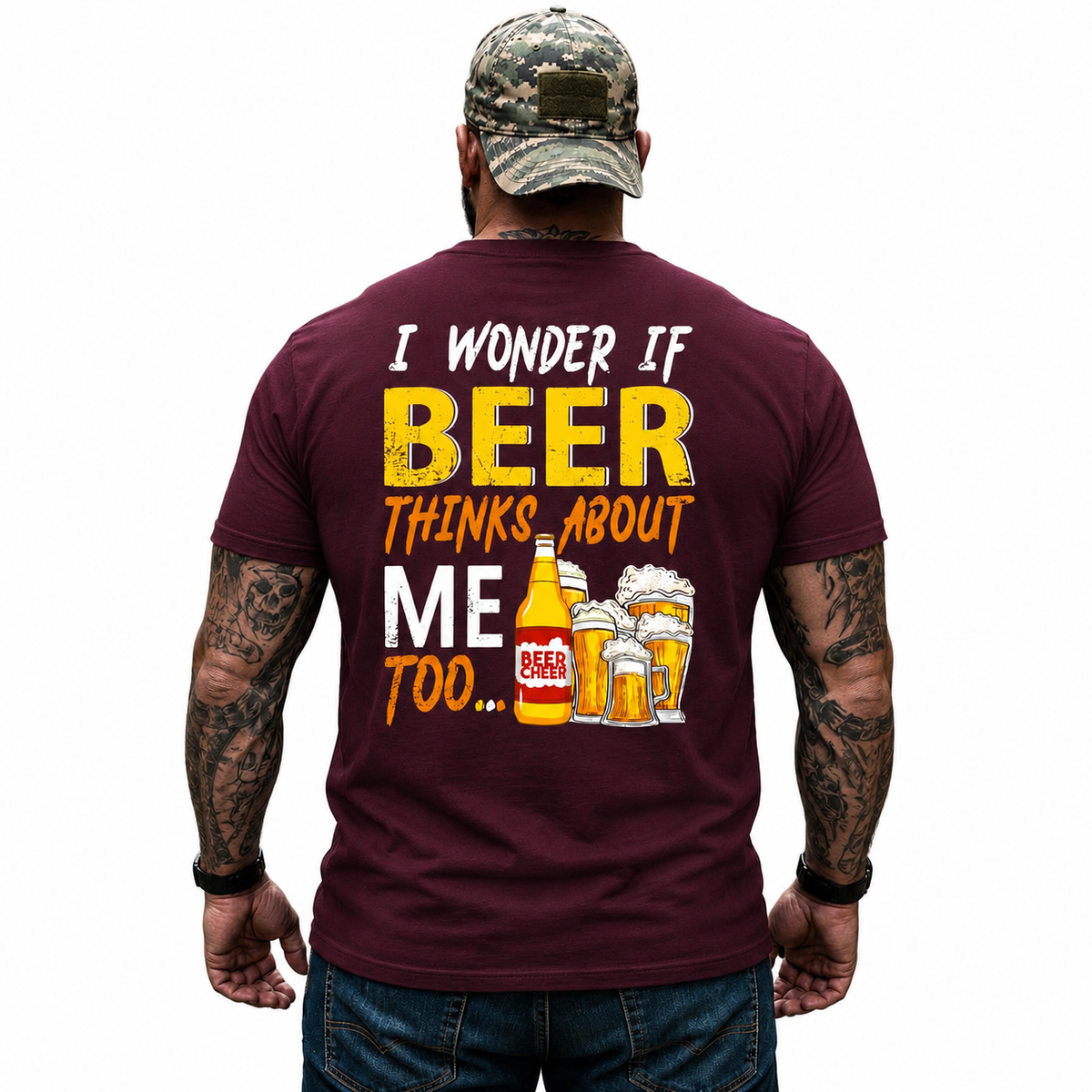 I Wonder If Beer Thinks About Me Too Shirt Funny Beer Lover Graphic Tee Gift For Men