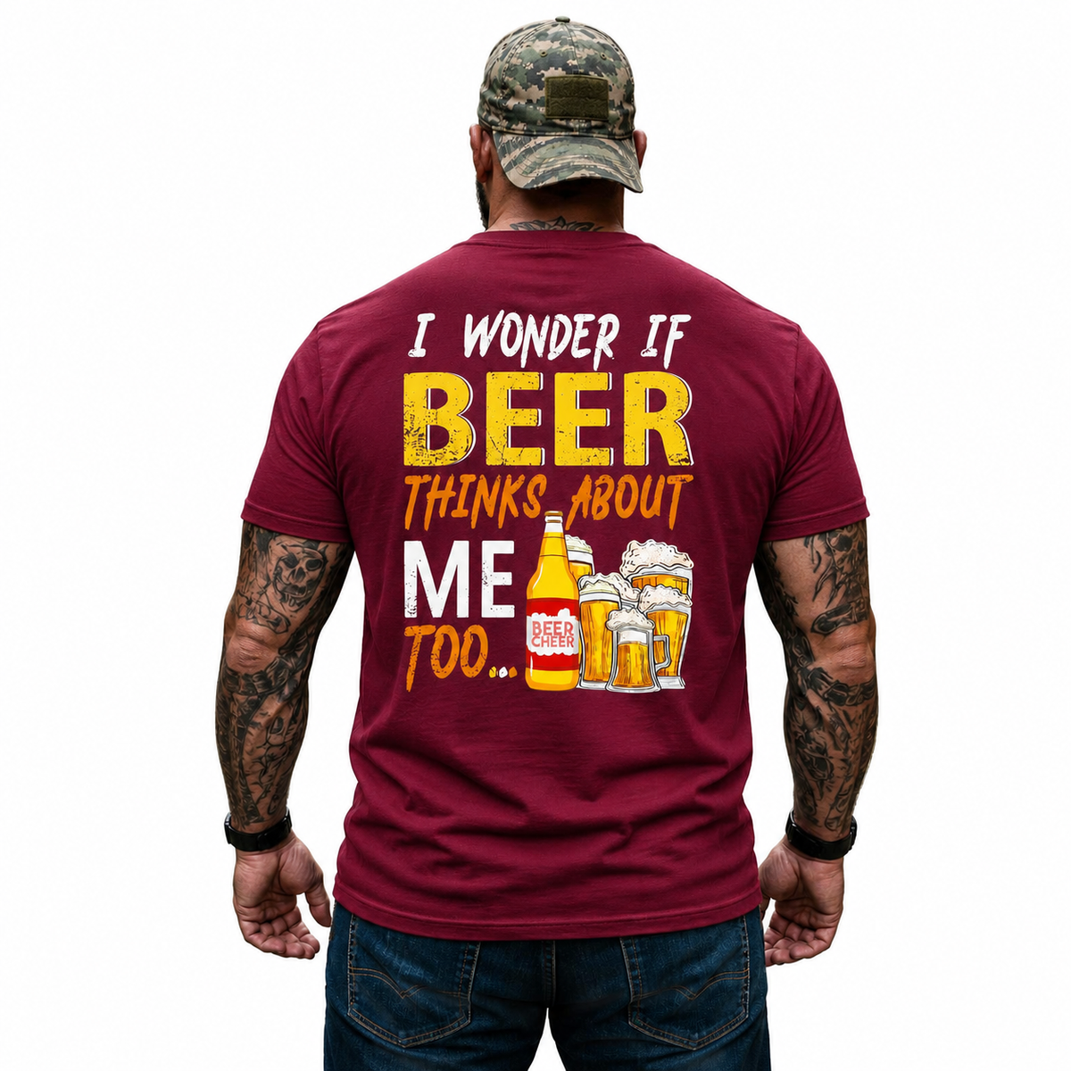 I Wonder If Beer Thinks About Me Too Shirt Funny Beer Lover Graphic Tee Gift For Men