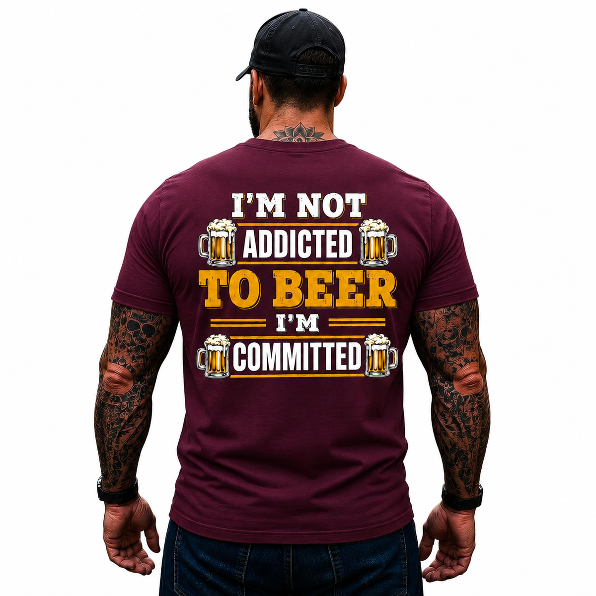 Im Not Addicted To Beer Im Committed Shirt Funny Beer Lover Graphic Tee Gift For Men