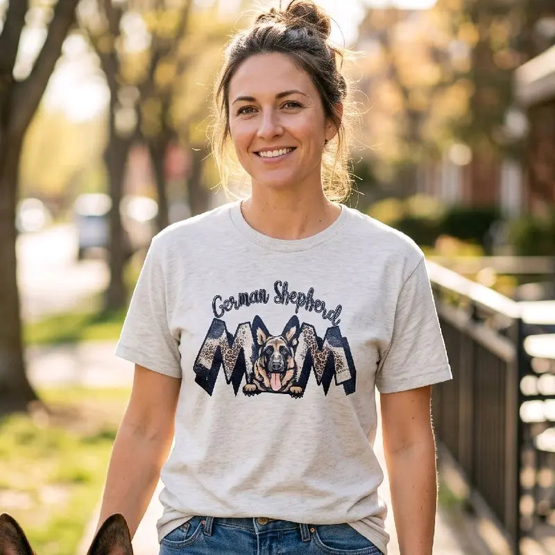 German Shepherd Mom Cheetah Print Dog Mama T Shirt
