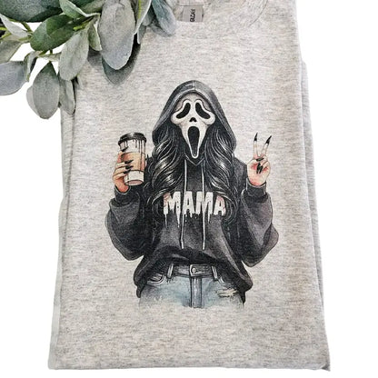 Horror Mama Halloween Ghost Mom Coffee Spooky T Shirt