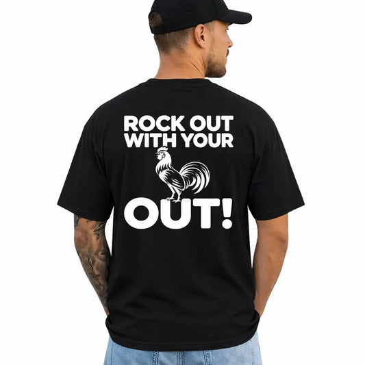 Rock Out With Your Cock Out Funny Adult Humor Graphic T Shirt
