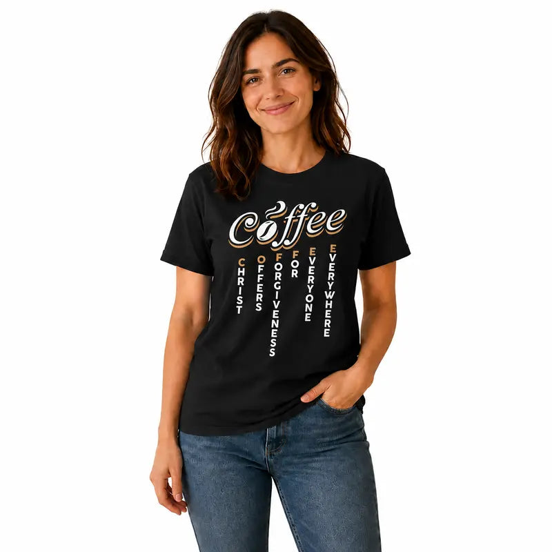 Christian Coffee Faith Saying Inspirational Graphic T Shirt