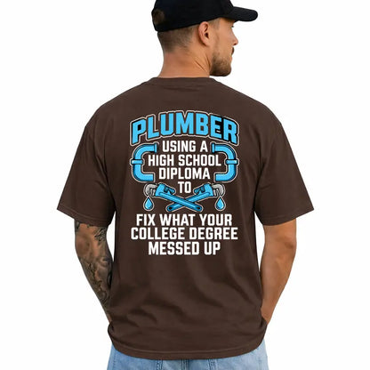 Funny Plumber Tee Blue Collar Tradesman Humor Shirt For Men